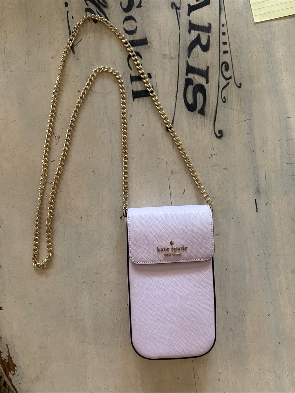 kate spade Light Pink Crossbody Phone Pouch with Gold Chain